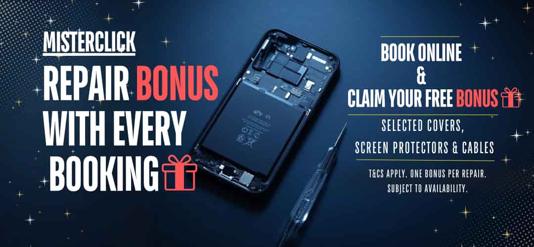 Free repair bonus with online mobile phone repairs at Mister Click Melbourne CBD